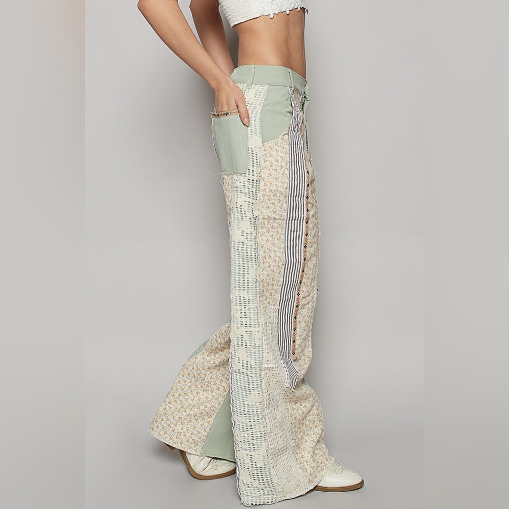 🌸🌼POL : Stylish Patchwork Wide Leg Pants🌸🌼